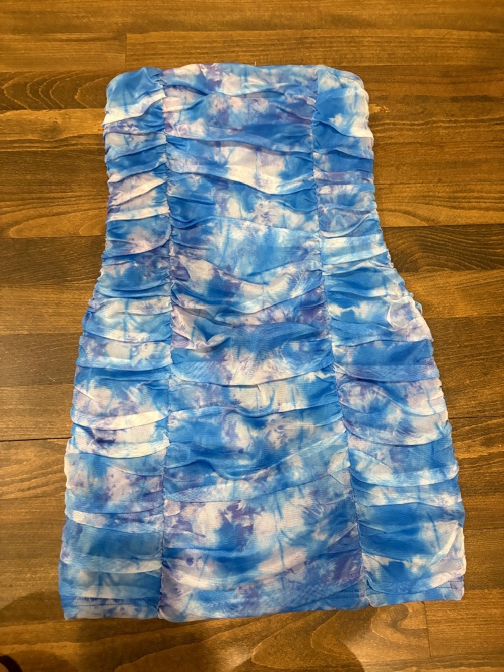superdown Blue Tie-Dye Strapless Mini Dress